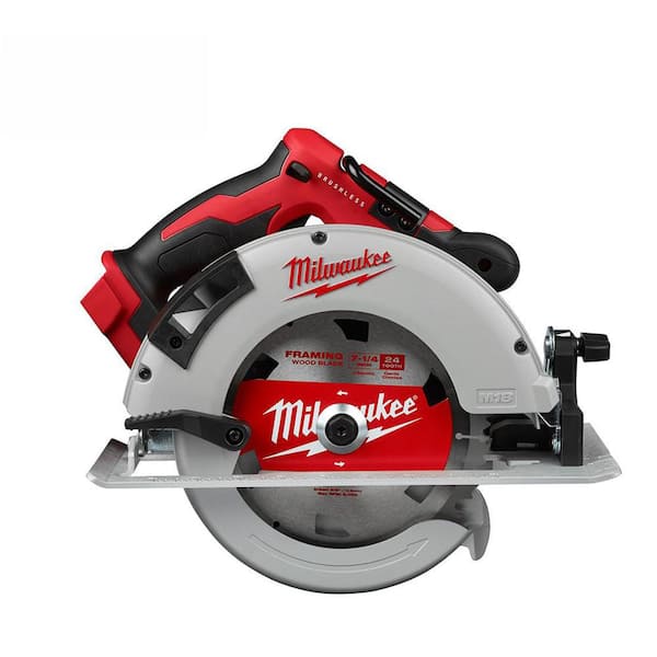 Milwaukee M18 18V Lithium-Ion Brushless Cordless 7-1/4 in. Circular Saw with 7-1/4" x 24-Tooth Framing Circular Saw Blade (2-Pack)