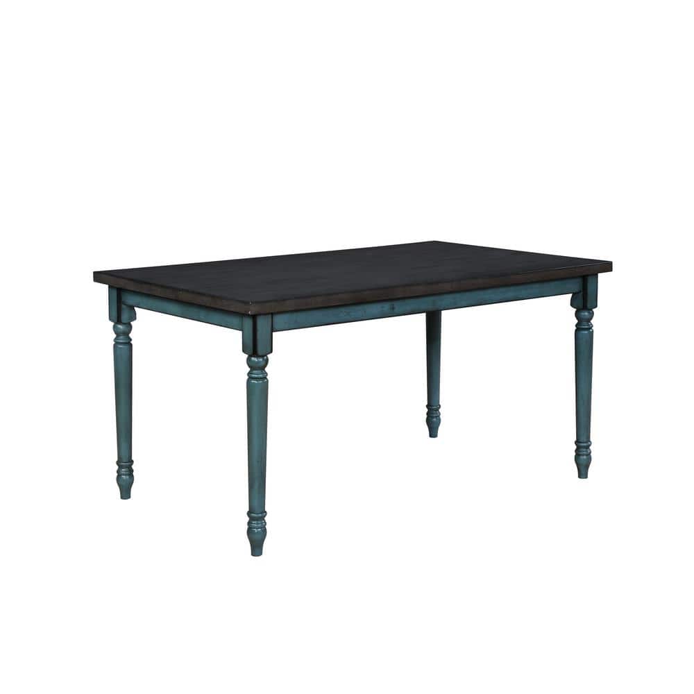Powell Company Flores Teal Dining Table with Burnished Smoke Finish Top ...