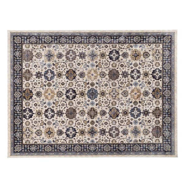Home Decorators Collection Earltown Ivory/Blue 5 ft.3 in. X 7 ft. 3 in. Oriental Polyester Area Rug