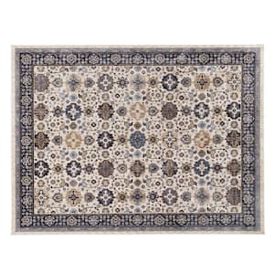 Earltown Ivory/Blue 7 ft. 10 in. X 10 ft. 10 in. Oriental Polyester Area Rug