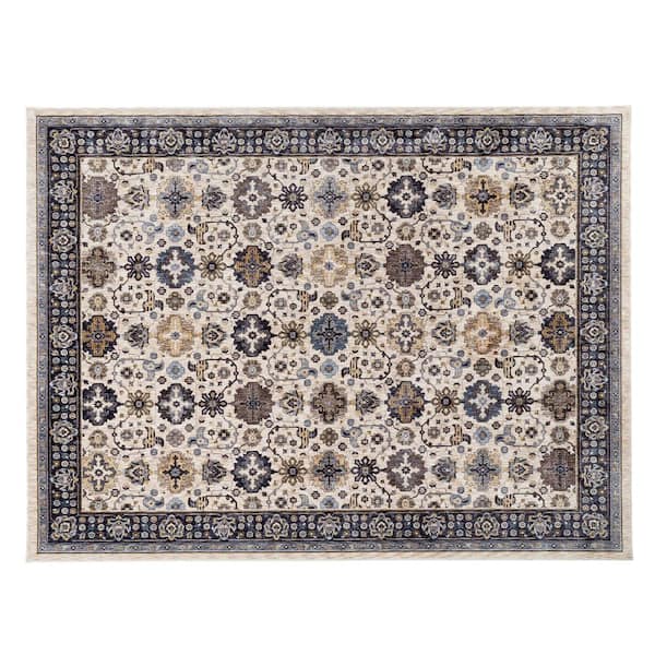 Home Decorators Collection Earltown Ivory/Blue 7 ft. 10 in. X 10 ft. 10 in. Oriental Polyester Area Rug