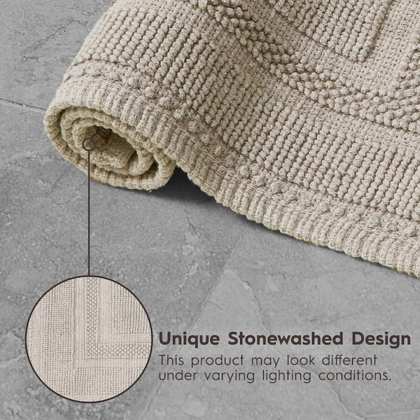 Stonewash Racetrack Washed Brown Solid color cotton Rectangle 2-Piece Bath Rug  Set