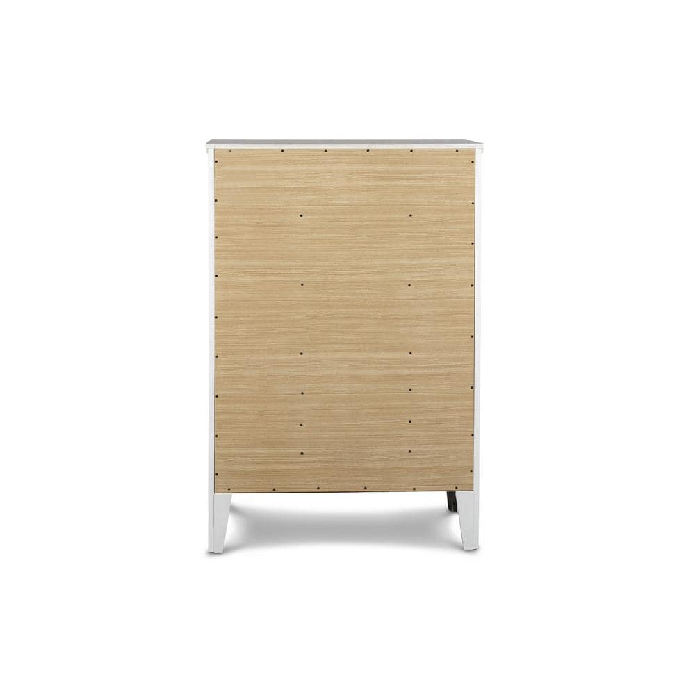 White Transitional 5-Drawer Chest with Dovetail Construction