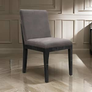 Black and Gray Faux Leather Wooden Frame Dining Chair (Set of 2)