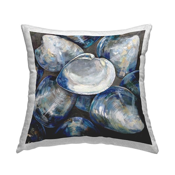 Stupell Industries Blue Clam Shells Beach Blue Square Outdoor Throw Pillow