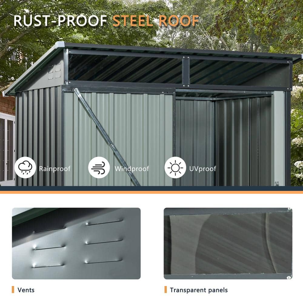 5 ft. x 3 ft. Gray Metal Outdoor Storage Shed with Window