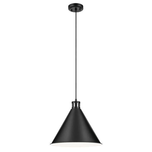 KICHLER Zailey 16 in. 1-Light Black Vintage Industrial Shaded Kitchen ...