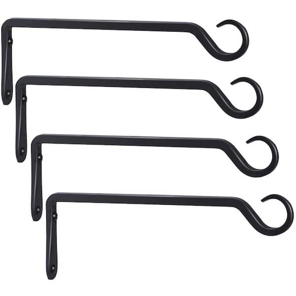 12 in. Black Metal Hanging Plant Hanger, Bird Feeder Hanger for Indoor and Outdoor (4-Pack)