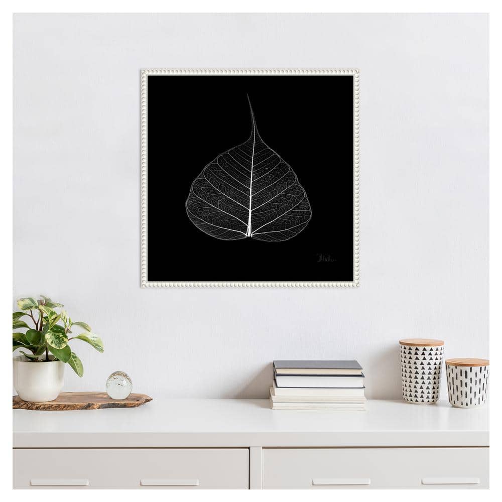 Amanti Art Minimalist Leaf on Black I by Patricia Pinto Canvas Wall Art Print Framed 22 x 22-in.