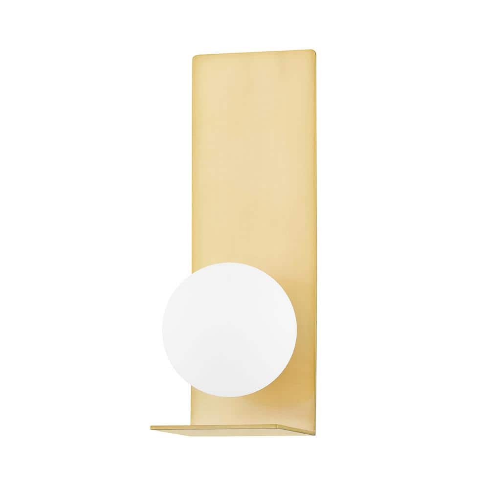 Mitzi by Hudson Valley Lighting Lani 1-Light Aged Brass Wall Sconce with  Opal Matte Glass Shade H533101-AGB The Home Depot