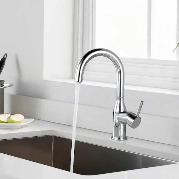 Single-Handle Bar Sink Faucet with Water Supply Lines in Chrome