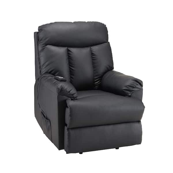 Unbranded Modern Black PU Leather Lift and Power Heavy Duty Reclining Chair