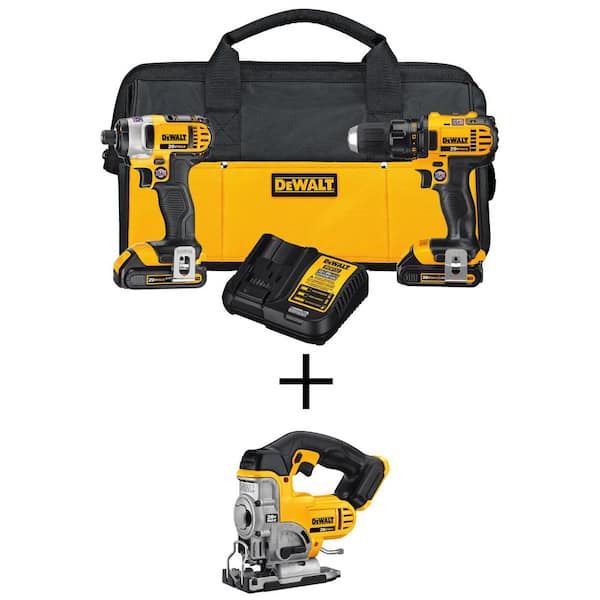 20V MAX Cordless Drill/Impact Combo Kit, 20V MAX Cordless Jig Saw, (2) 20V 1.5Ah Batteries, and Charger