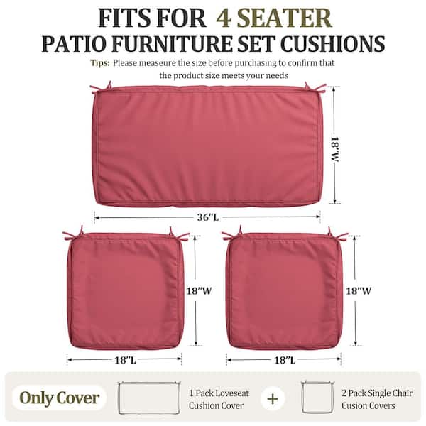 Kimunuk 3-Piece Outdoor Patio Replacement Cushion Slipcovers for 4