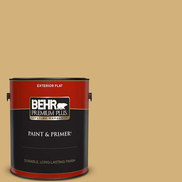 BEHR PREMIUM PLUS 1 gal. #340F-5 Beachwalk Flat Exterior Paint & Primer