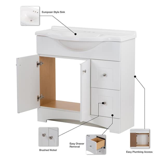 86 inch Single Sink Bathroom Vanity Set Including Makeup Table and 3  Matching Mirrors Antique White Color (86Wx22Dx36H) S7530