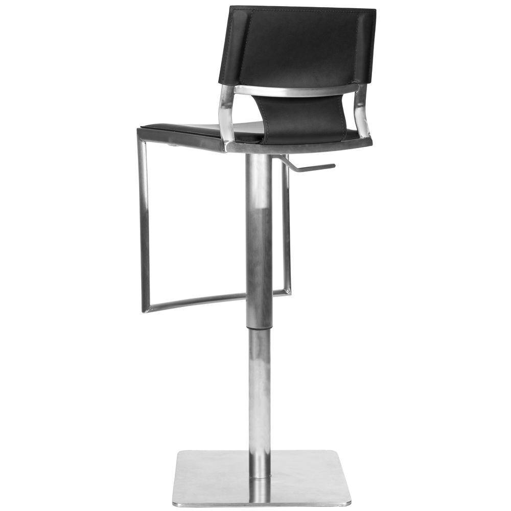 Armondo Black Leather Adjustable Swivel Bar Stool