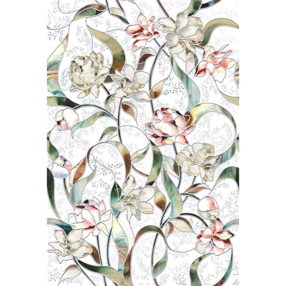 Begonia Floral Decorative Privacy Window Film, 24" x 36", Vinyl