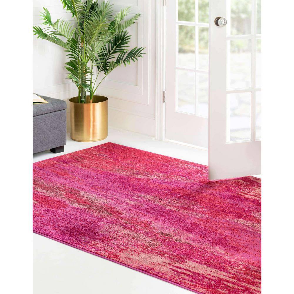 Abstract Pink Bliss 6'x9' Synthetic Easy-Care Area Rug
