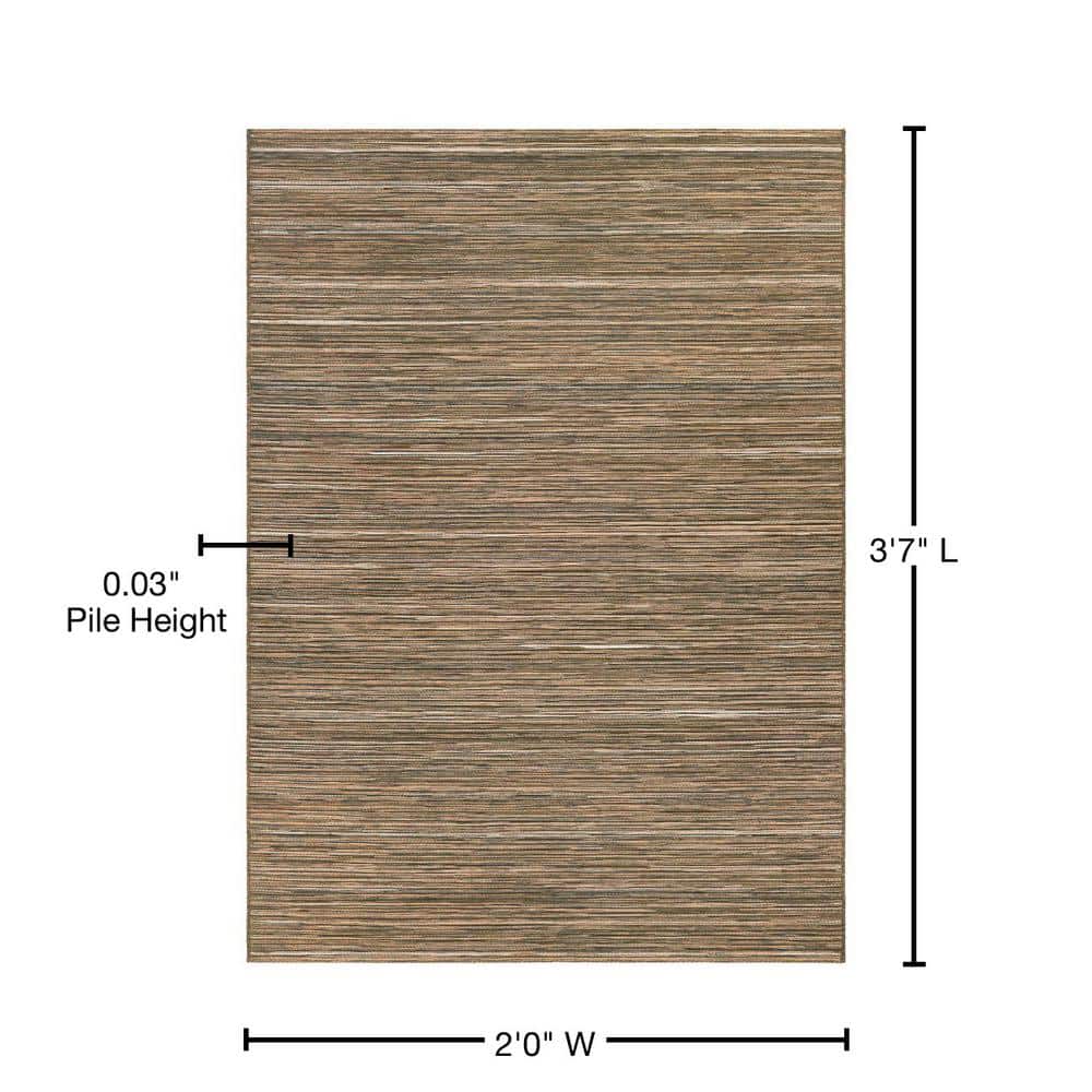 Ivory and Brown Flat Woven Synthetic Reversible Area Rug