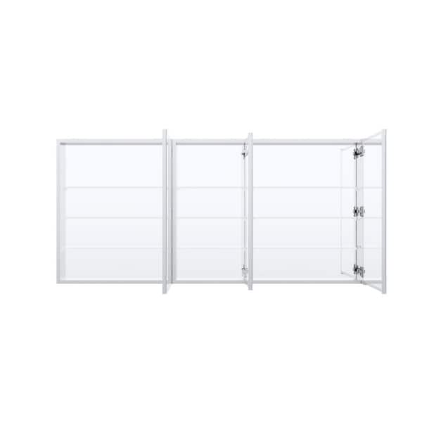 JSA 64 in. W x 30 in. H Rectangular Recessed/Surface Combo Aluminum Medicine Cabinet with Mirror, Reversible Door