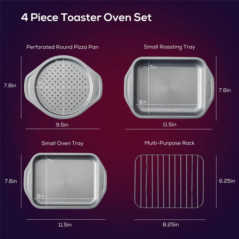 Circulon Total Gray Nonstick Toaster Oven and Pizza Pan Set, 4 Piece
