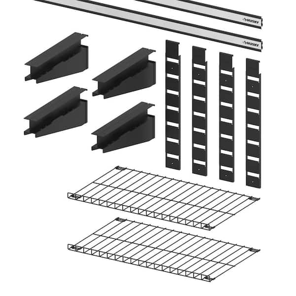 Husky Garage Wall Track 2-Shelf Value Kit (12-Piece)