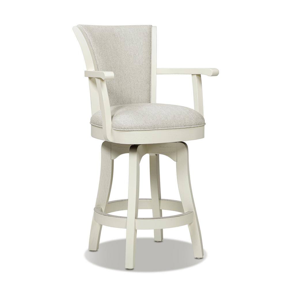Williams 27" White Pepper Oak Wood Swivel Counter Stool