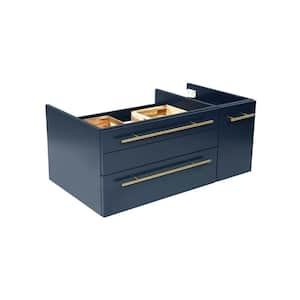 Lucera 35.20 in. W Wall Hung Vessel Sink Bath Vanity Cabinet Only in Royal Blue