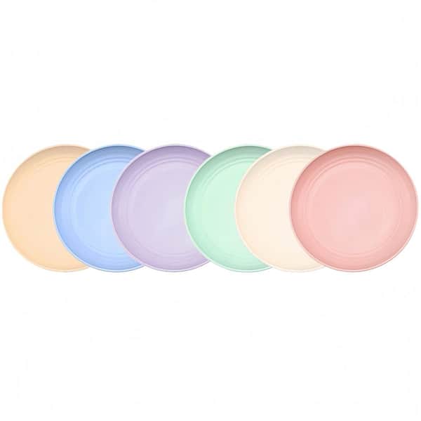 6.9 in. Wheat Straw and Plastic Dinner Plates with Microwave Safe for Camping, Kitchen, Kids, Toddler and Adult (6-Pack)