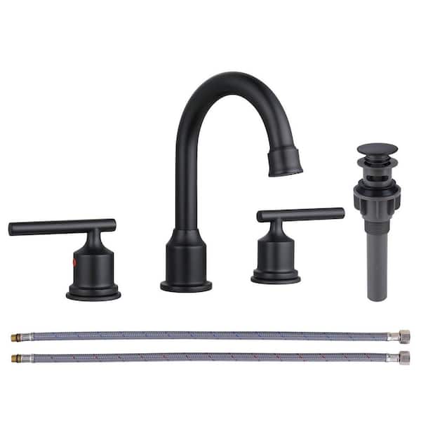 ARCORA 8 in. Widespread Double-Handle Bathroom Faucet in Matte Black