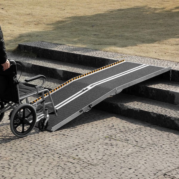 Portable Wheelchair Ramp, 8 ft. 800 lbs. Capacity, Non-Slip Aluminum Folding Threshold Ramp, Foldable Mobility Scooter