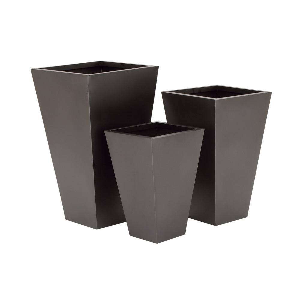 Elegant Black Iron Square Planters for Indoor/Outdoor - Set of 3