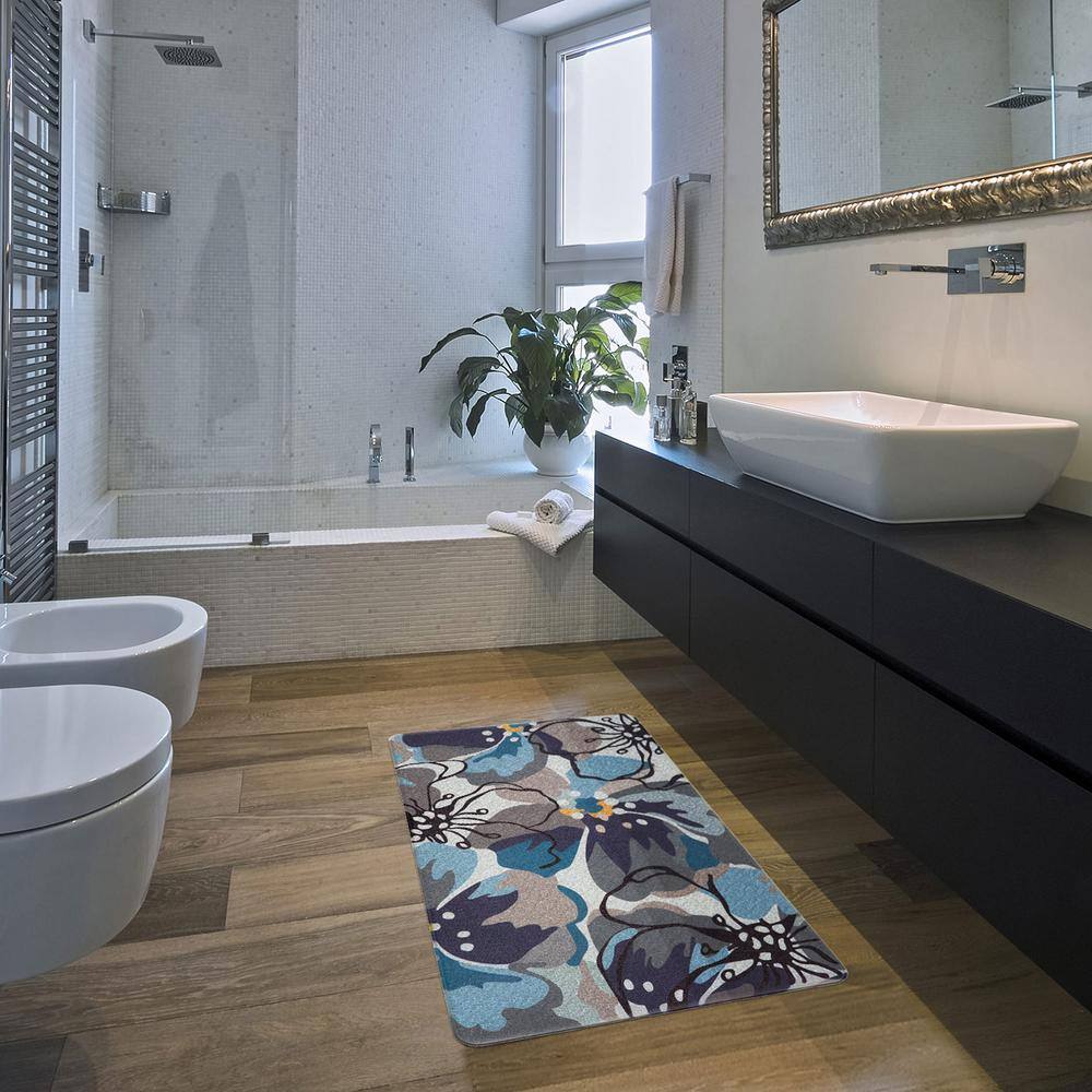 Blue Floral Anti-Fatigue Kitchen Standing Mat