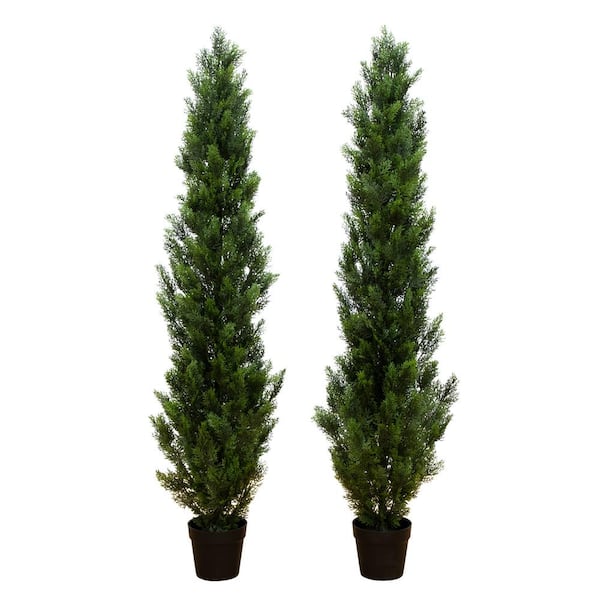 6 ft. Artificial Topiary Cedar Tree UV Resistant (Indoor/Outdoor)-Set of 2