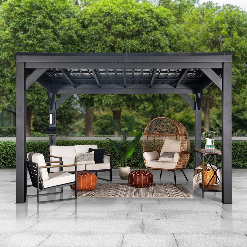 Stonebridge Matte Black Galvanized Steel Slope Roof Gazebo