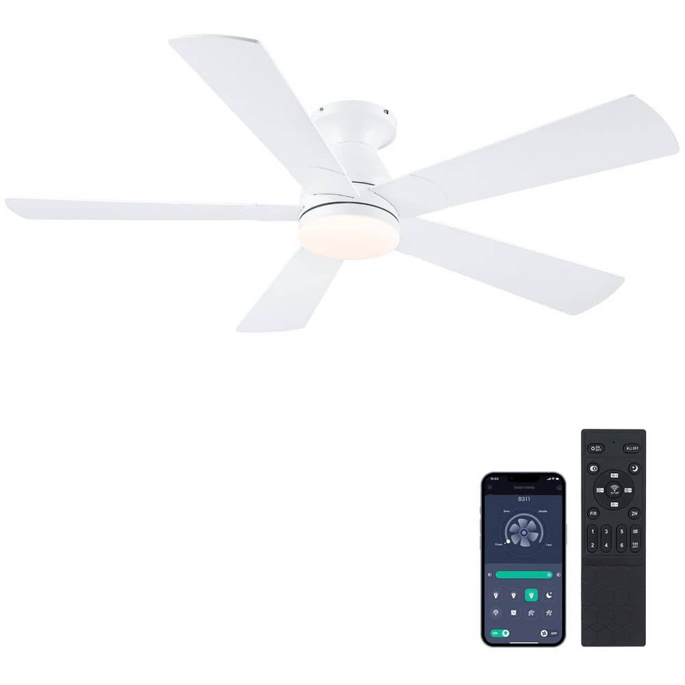 52 in. Indoor/Outdoor Modern White Ceiling Fan with Dimmable 3-Color LED Light and Remote/APP Control price history on PriceWatchPro