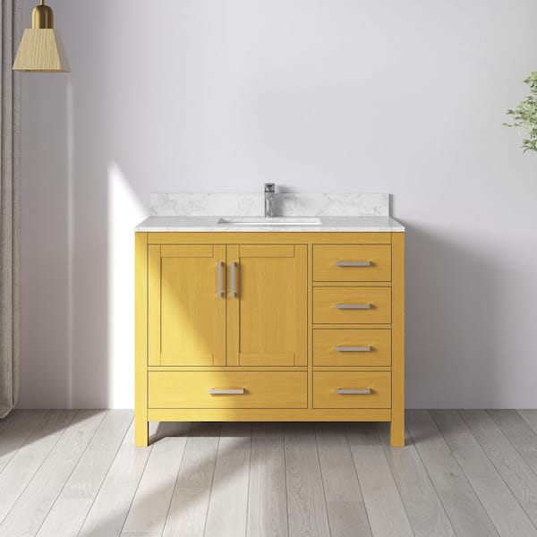 Aeterna 42 in. W x 22 in. D x 34 in.H Single Sink Freestanding Bath Vanity in Light Oak with Carrara Cultured Marble Top