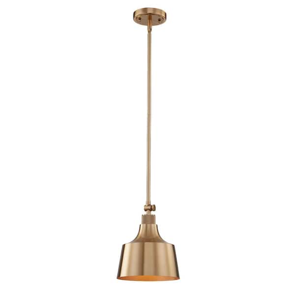Unbranded Columbes 8 in. 1-Light Pendant in Satin Gold with Clear Seedy Glass Pendant Light