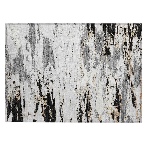 Chantille Machine Washable Indoor/Outdoor Abstract ACN2757 Black 3 ft. x 4 ft. Area Rug