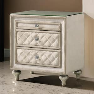 Willa Beige and Velvet 2-Drawer 16 in. W Nightstand