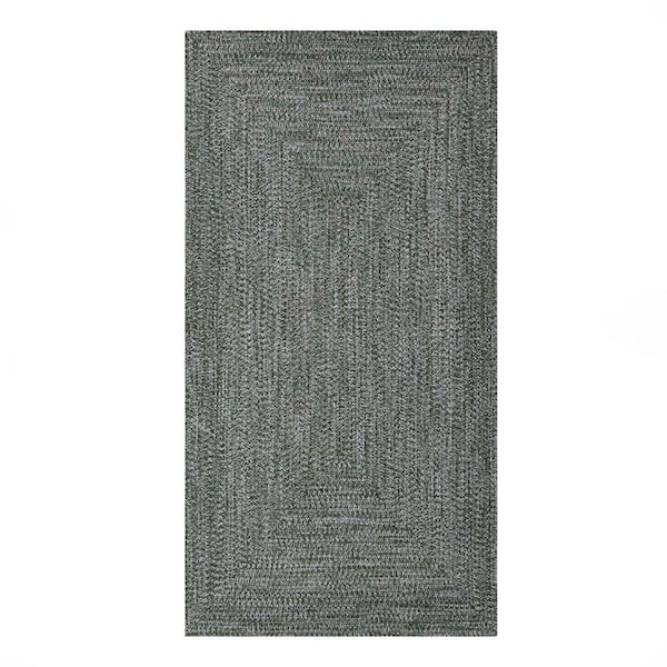 SUPERIOR Braided Green/White 8 ft. x 10 ft. Solid Indoor/Outdoor Area Rug