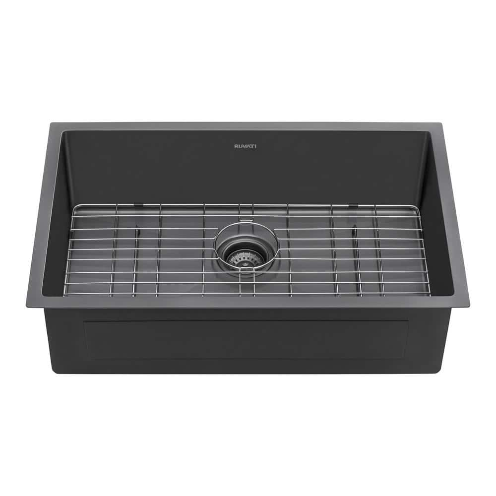 Ruvati Gunmetal Black Stainless Steel 27 in. Single Bowl Undermount Kitchen  Sink RVH6127BL - The Home Depot