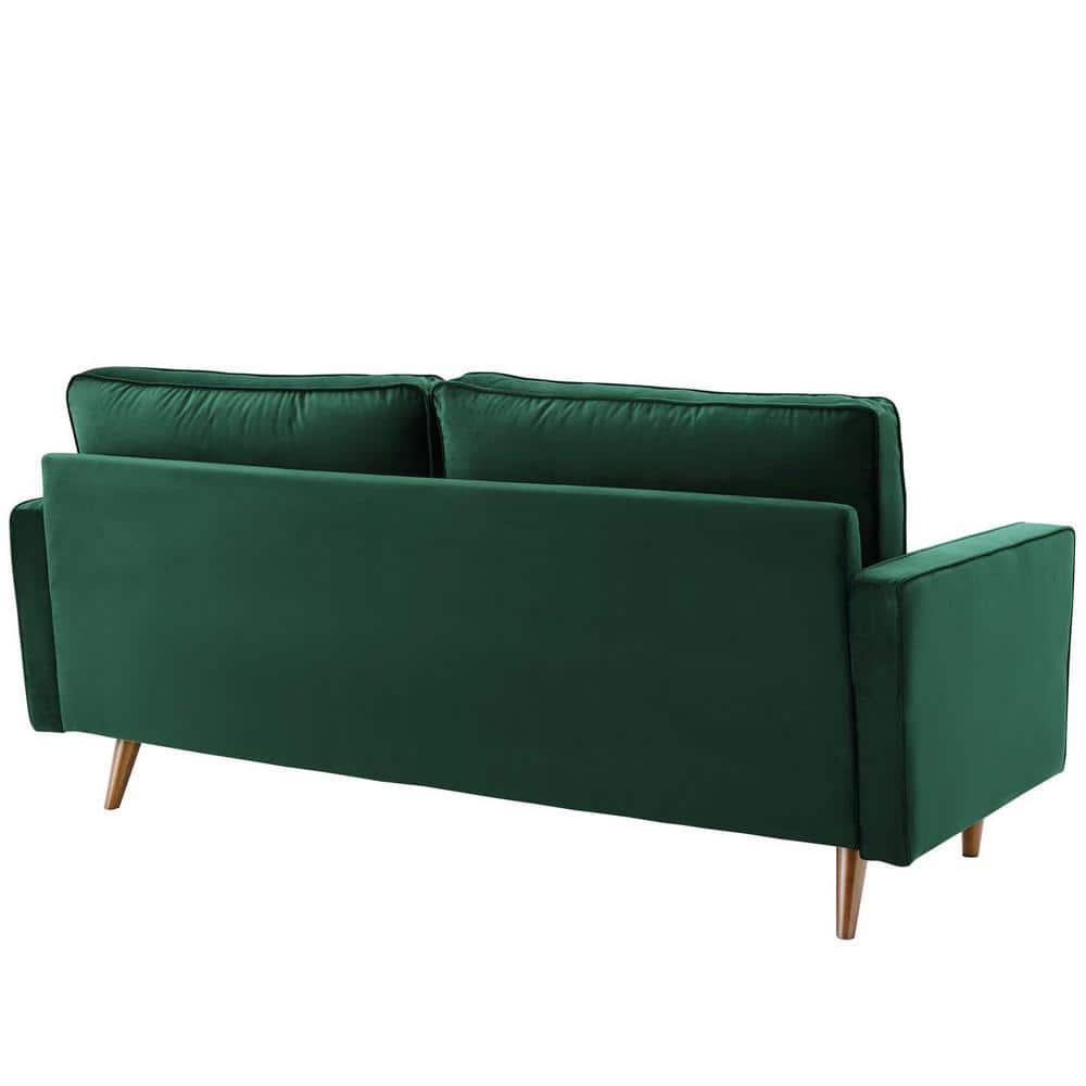 Mid-Century Modern 73'' Green Velvet Tufted Sofa with Wood Legs