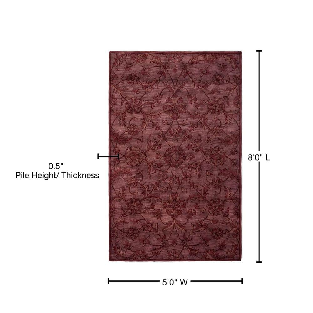Regal Elegance Red Wool 5' x 8' Hand-Tufted Area Rug