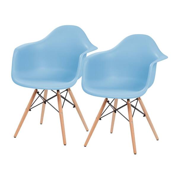 IRIS Blue Plastic Shell Chair with Arm Rest (Set of 2)