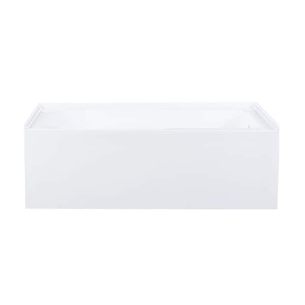 Voltaire 60 x 30 Skirted Right Drain Soaking Apron Bathtub in Glossy White with Integrated Overflow, Armrest, and Drain