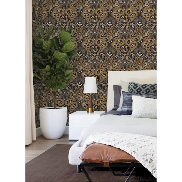 Mystic Serpent Black Gold Peel and Stick Wallpaper