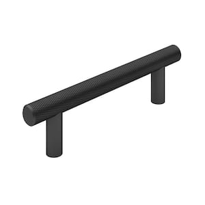 Hearst Collection 3 3/4 in. (96 mm) Textured Matte Black Knurled Cabinet Bar Pull