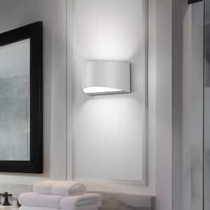 8.03 in. 1-Light White Modern Lantern Wall Sconce, Up and Down Wall Mount Light Living Room Bedroom Hallway (2-Pack)